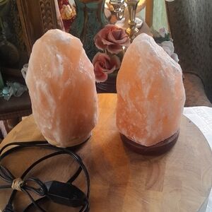 Himalayan Salt Lamp Pair in Warm Peach